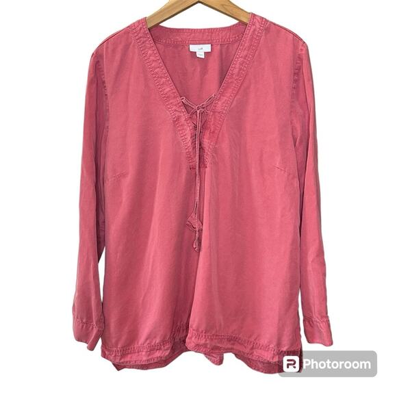 J. Jill Pink Long Sleeve Lightweight Tie Front Bohemian Blouse Size XL - Picture 1 of 4